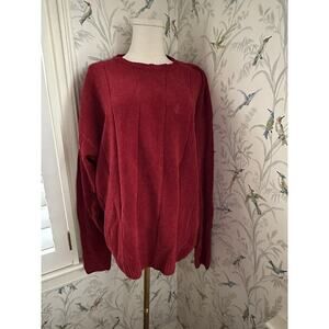 Vintage Nautica Cable Knit Sweater Womens/ Men’s Sz Large Red Cotton Warm